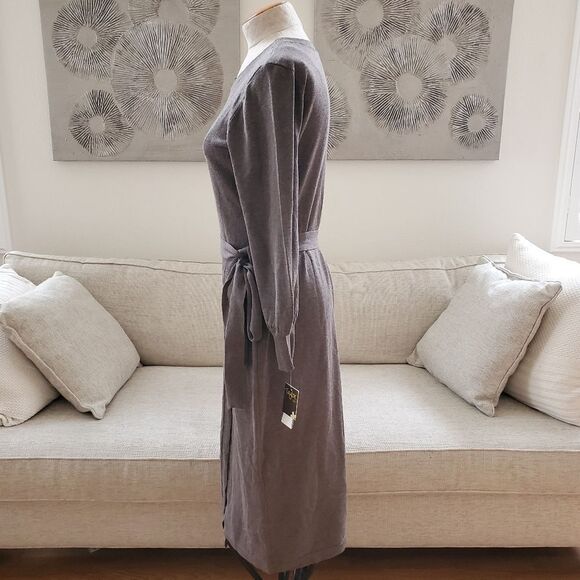 NEW! Taylor Petite Side-Tie Sweater Midi Dress - size PL (Petite Large) in Grey - Picture 6 of 12